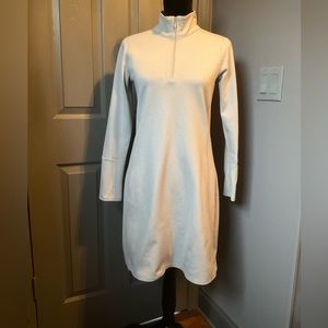 Classic Long-Sleeve Zip-Neck Dress - White